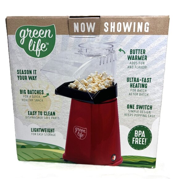 GreenLife Electric Hot Air Corn Popper w/ Measuring Cup & Butter Melting Tray - Picture 2 of 13